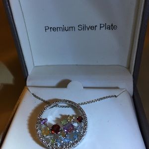 😔GENUINE STONE/DIAMOND IN PREMIUM SILVERPLATE NWT